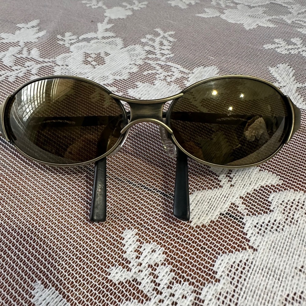 Arnette Sunglasses Unisex OS Bronze Good Vintage Oval Metal Wrap Cutout 90s Y2K